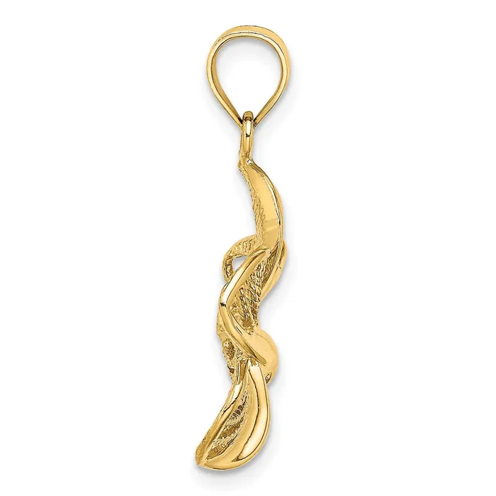 Goldia Charm Necklaces 14k Yellow Gold Polished and Beaded Plumeria Flower Charm