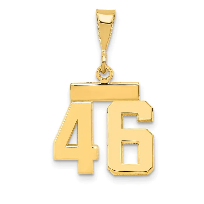 Goldia Charm Necklaces 14k Yellow Gold Small Polished Number 46 Charm