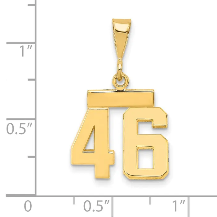 Goldia Charm Necklaces 14k Yellow Gold Small Polished Number 46 Charm