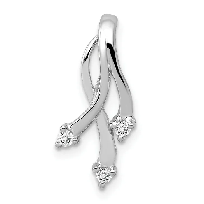 Goldiacom 14k White Gold AA Diamond 3 16mm Stone Twisted Chain Slide Rings