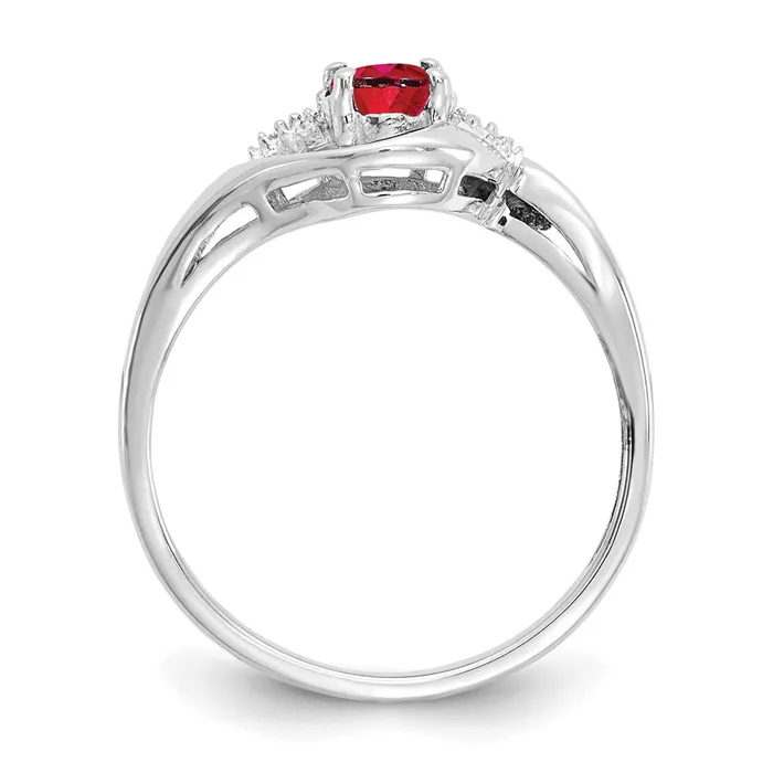 Goldiacom 14k White Gold Ruby and Real Diamond Ring Rings