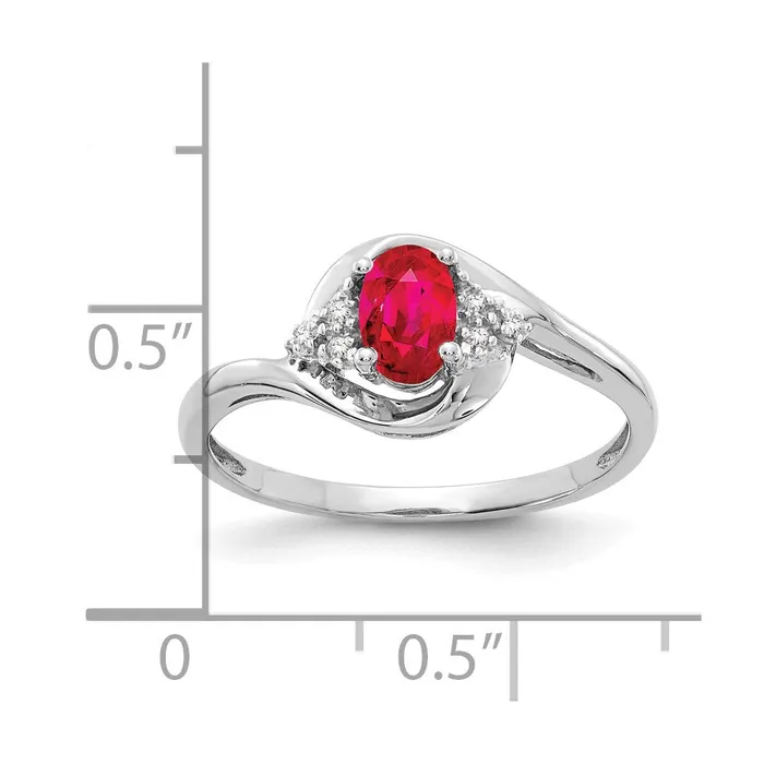 Goldiacom 14k White Gold Ruby and Real Diamond Ring Rings