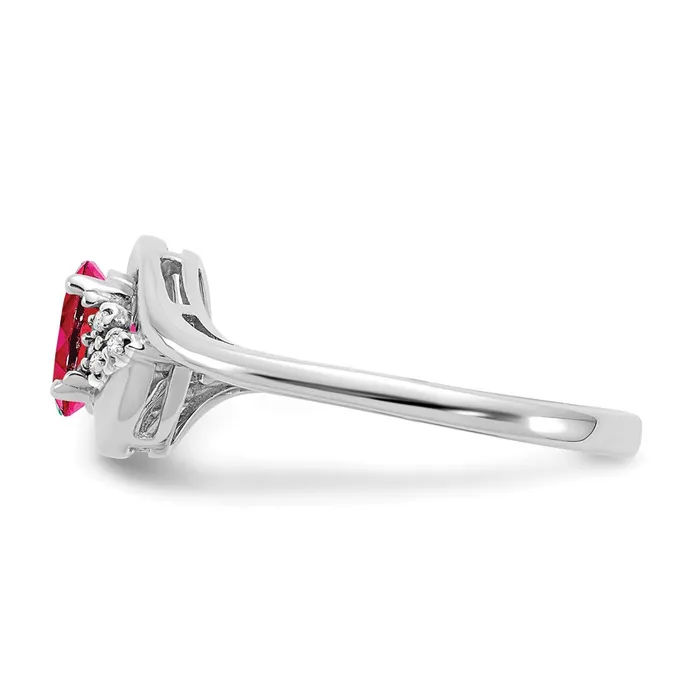 Goldiacom 14k White Gold Ruby and Real Diamond Ring Rings