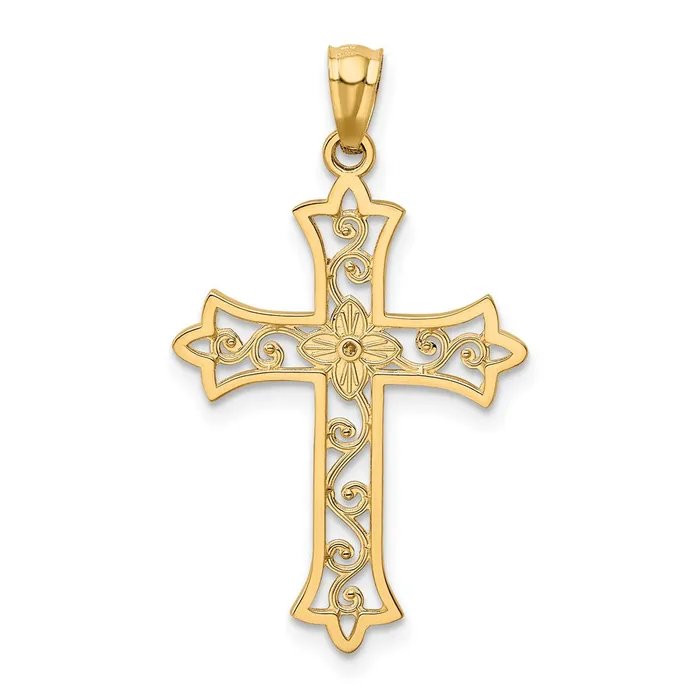 Goldiacom Necklaces 14k Yellow Gold Diamond Cross Pendant