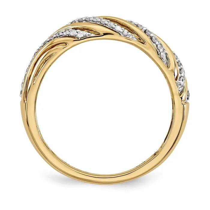 Goldiacom Rings 14K Gold Polished Real Diamond Wavy Ring