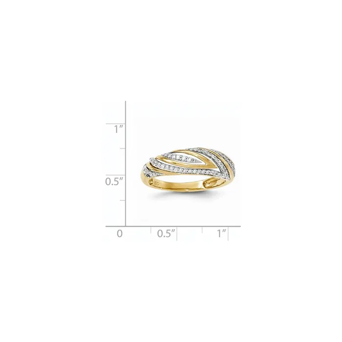 Goldiacom Rings 14K Gold Polished Real Diamond Wavy Ring