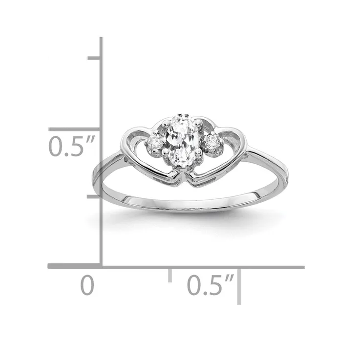 Goldiacom Rings 14k White Gold 5x3mm Oval Cubic Zirconia AAA Real Diamond ring