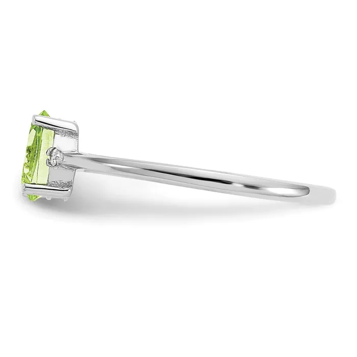 Goldiacom Rings 14K White Gold Polished Geniune Real Diamond Peridot Birthstone Ring