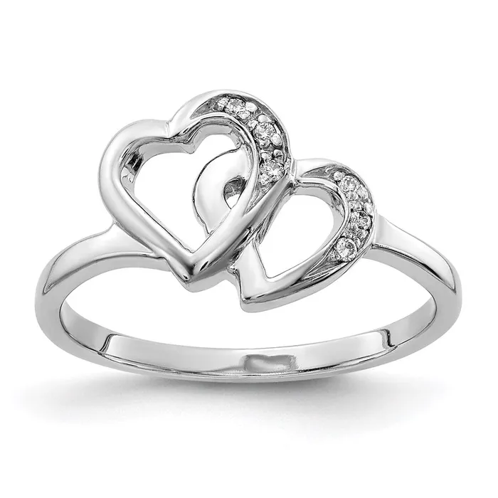 Goldiacom Rings 14k White Gold VS Real Diamond heart ring