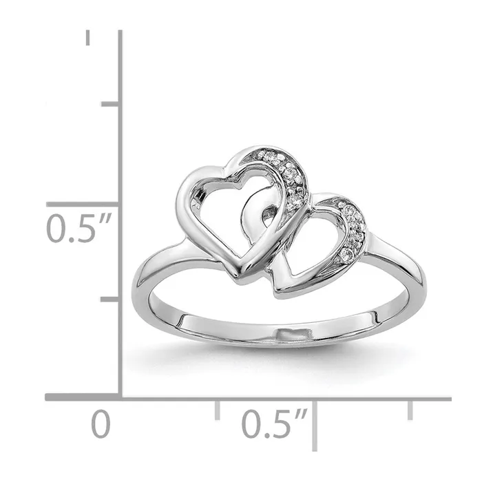 Goldiacom Rings 14k White Gold VS Real Diamond heart ring