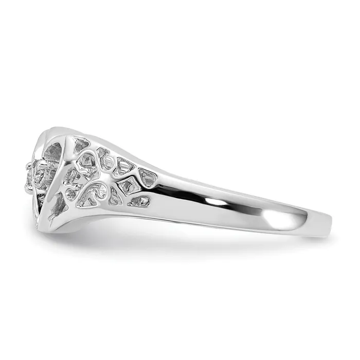 Goldiacom Rings 14k White Gold VS Real Diamond heart ring