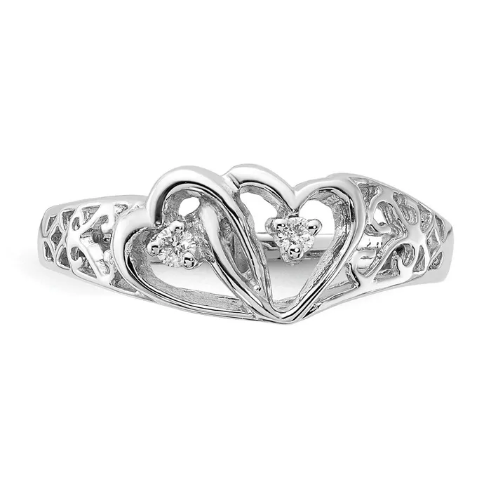 Goldiacom Rings 14k White Gold VS Real Diamond heart ring