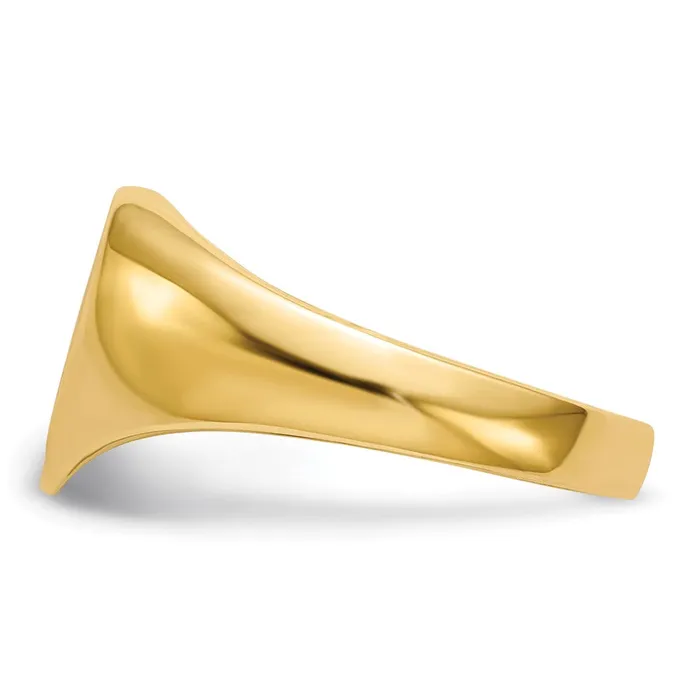 Goldiacom Rings 14K Yellow Gold 005ct Real Diamond Closed Back 90x90mm Heart Signet Ring