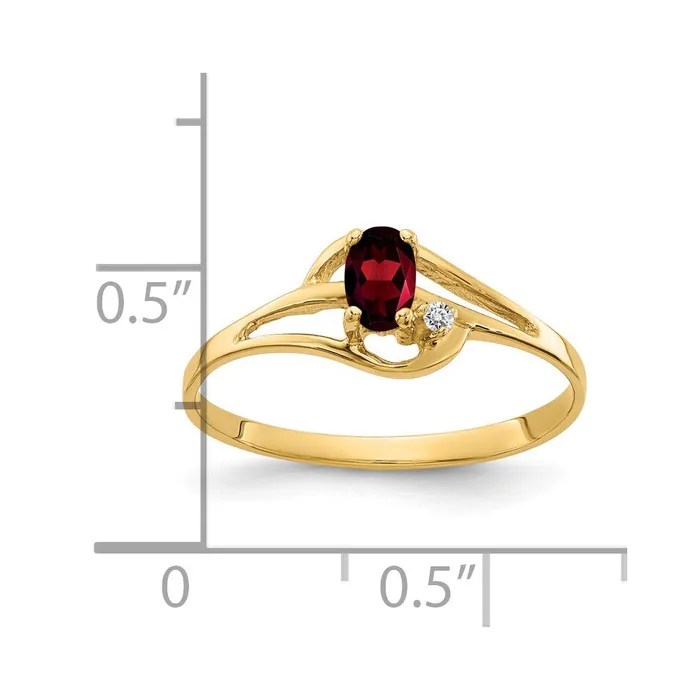 Goldiacom Rings 14K Yellow Gold 5x3mm Oval Garnet AAA Real Diamond ring