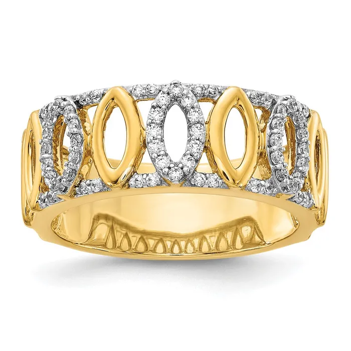 Goldiacom Rings 14K Yellow Gold Real Diamond Fancy Ring