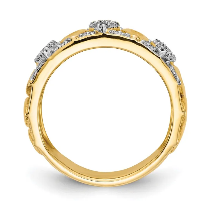 Goldiacom Rings 14K Yellow Gold Real Diamond Fancy Ring