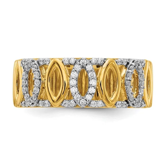 Goldiacom Rings 14K Yellow Gold Real Diamond Fancy Ring