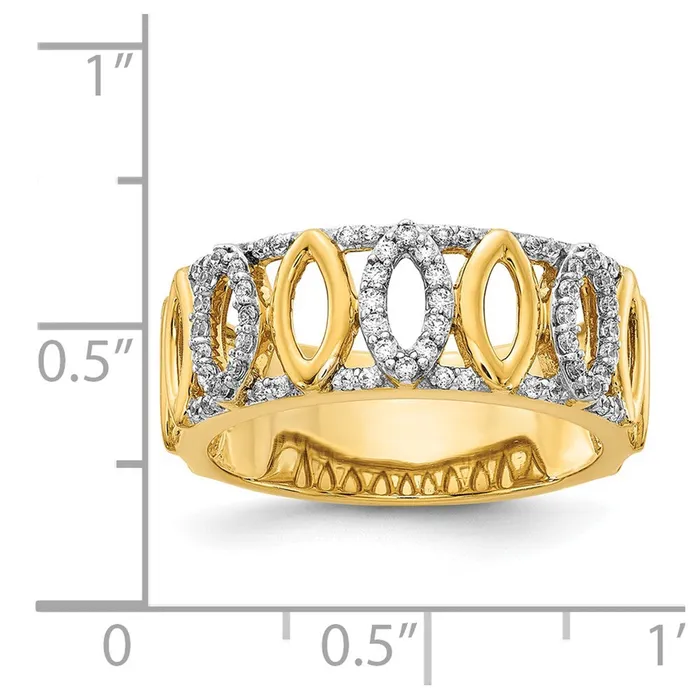 Goldiacom Rings 14K Yellow Gold Real Diamond Fancy Ring