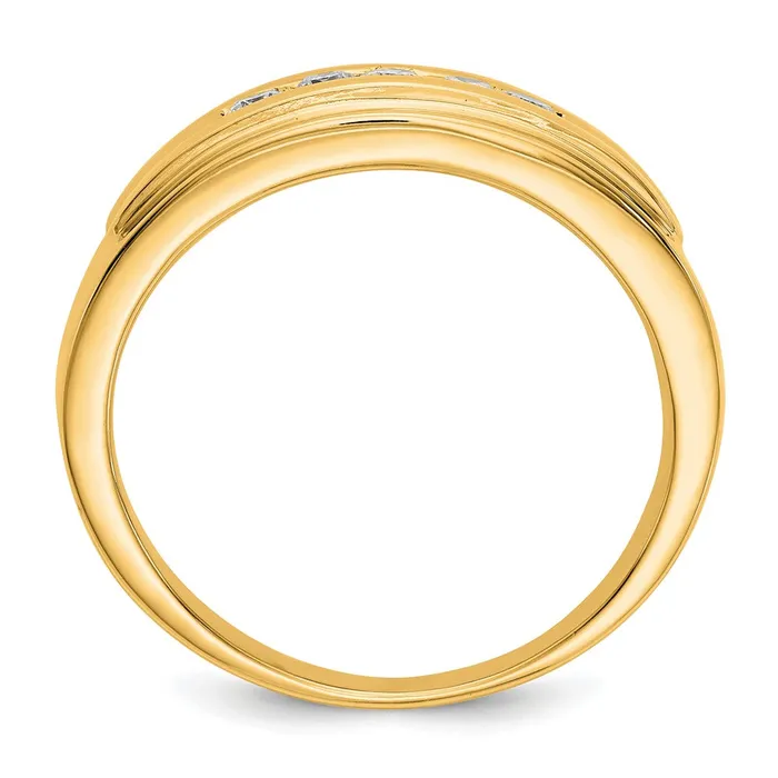 Goldiacom Rings 14K Yellow Gold Real Diamond Mens 5stone Ring