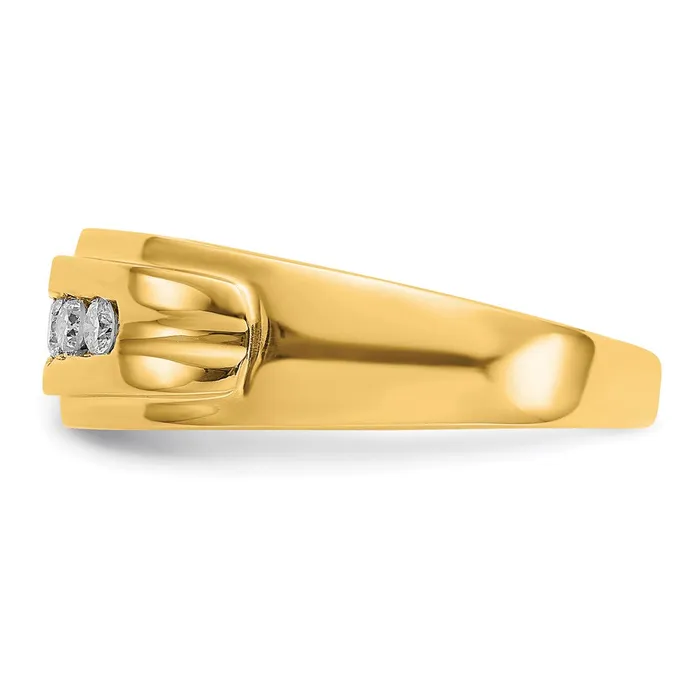 Goldiacom Rings 14K Yellow Gold Real Diamond Mens 5stone Ring