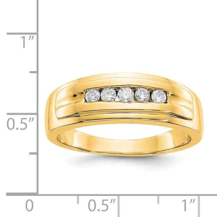 Goldiacom Rings 14K Yellow Gold Real Diamond Mens 5stone Ring
