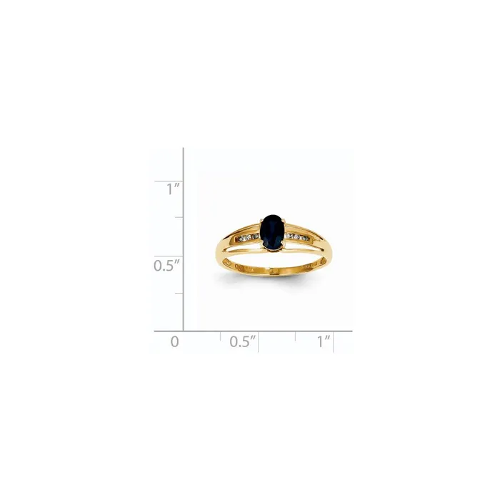 Goldiacom Rings 14K Yellow Gold Sapphire Real Diamond Ring