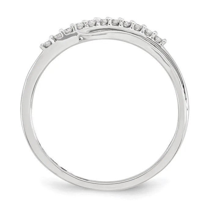 Goldiacom Rings 14kt White Gold Polished Fancy Wave Real Diamond Ring