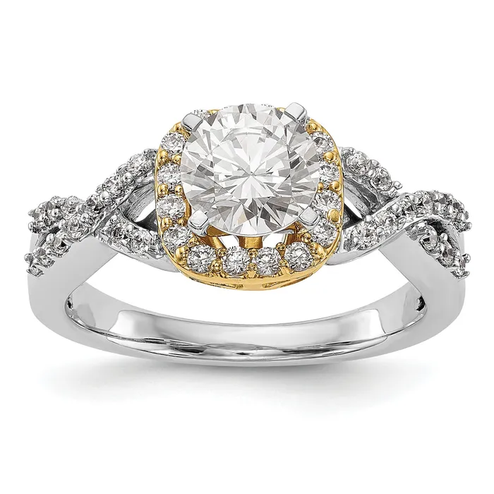 Goldiacom Rings 14ktt Peg Set Simulated Diamond Halo Engagement Ring