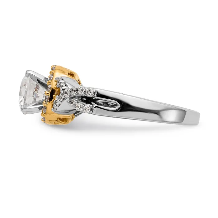 Goldiacom Rings 14ktt Peg Set Simulated Diamond Halo Engagement Ring
