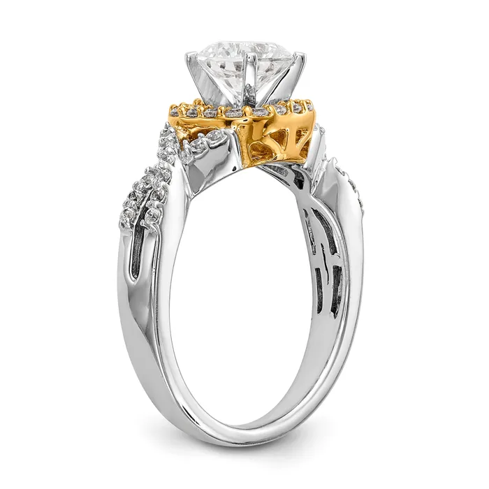 Goldiacom Rings 14ktt Peg Set Simulated Diamond Halo Engagement Ring