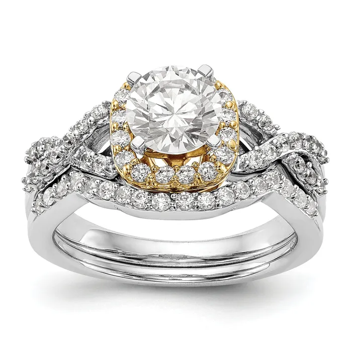 Goldiacom Rings 14ktt Peg Set Simulated Diamond Halo Engagement Ring