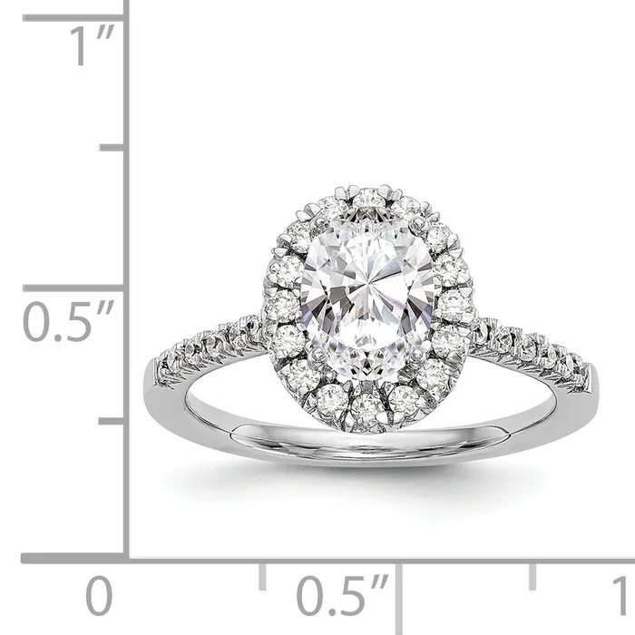 Goldiacom Rings 14kw Oval Halo Simulated Diamond Engagement Ring