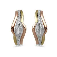 Goldia Earrings 007 CT TW Diamond Flame Hoop Earrings in Sterling Silver and 10K TwoTone Gold Goldia Earrings 007 CT TW Diamond Flame Hoop Earrings in Sterling Silver and 10K TwoTone Gold