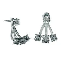 Goldia Earrings 01 CT TW Diamond Fan FrontBack Earrings in Sterling Silver