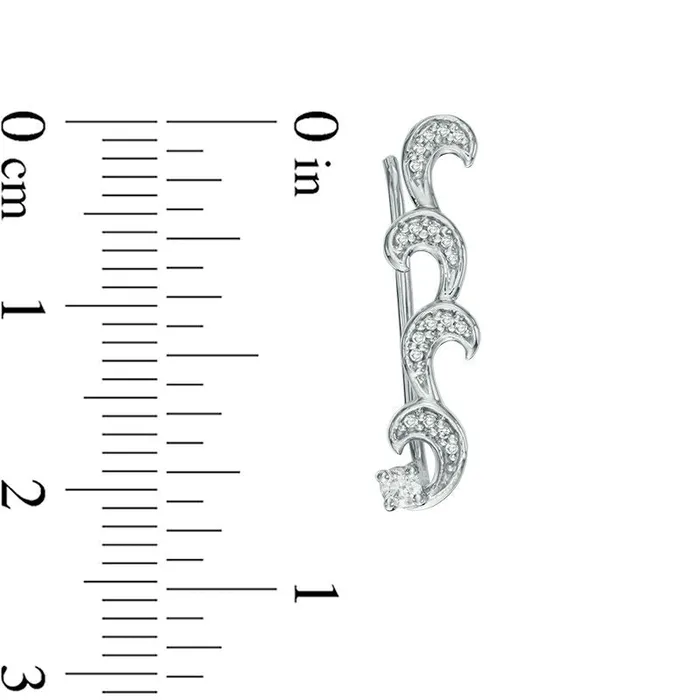 Goldia Earrings 017 CT TW Diamond Wave Crawler Earrings in 10K White Gold Goldia Earrings 017 CT TW Diamond Wave Crawler Earrings in 10K White Gold