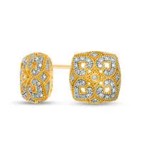 Goldia Earrings 02 CT TW Diamond Clover Heart VintageStyle Stud Earrings in Sterling Silver with 18K Gold Plate Goldia Earrings 02 CT TW Diamond Clover Heart VintageStyle Stud Earrings in Sterling Silver with 18K Gold Plate