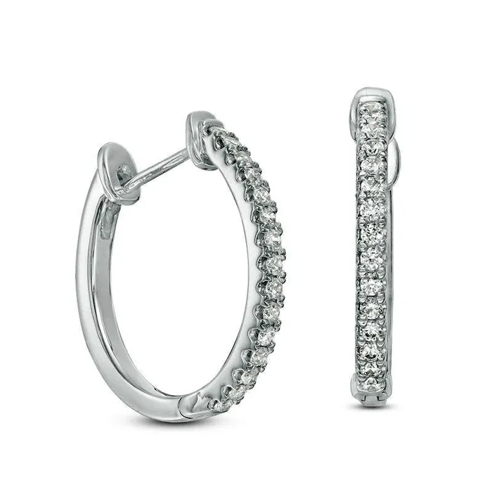 Goldia Earrings 038 CT TW Diamond InsideOut Hoop Earrings in 14K White Gold Goldia Earrings 038 CT TW Diamond InsideOut Hoop Earrings in 14K White Gold