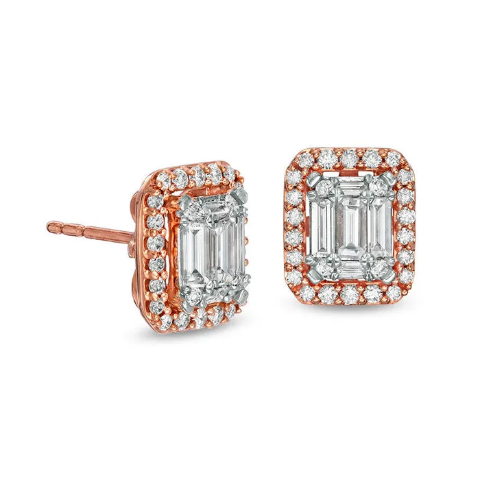 Goldia Earrings 063 CT TW Composite Diamond Octagonal Frame Stud Earrings in 10K Rose Gold Goldia Earrings 063 CT TW Composite Diamond Octagonal Frame Stud Earrings in 10K Rose Gold