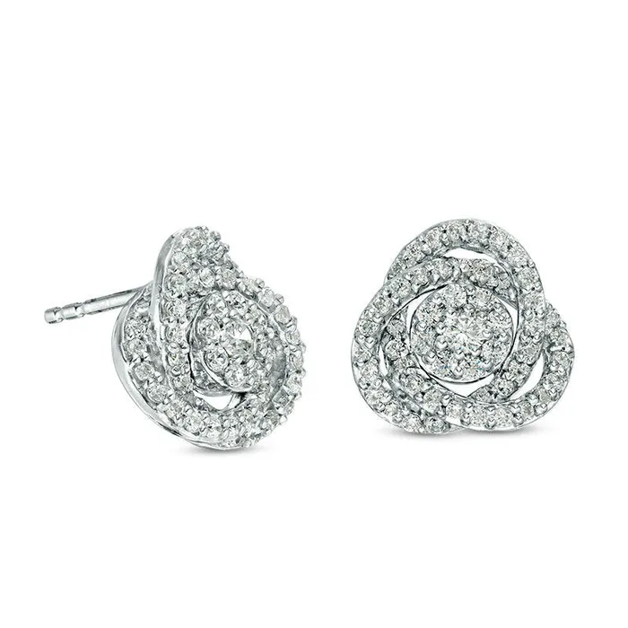 Goldia Earrings 063 CT TW Diamond Frame Love Knot Stud Earrings in 10K White Gold Goldia Earrings 063 CT TW Diamond Frame Love Knot Stud Earrings in 10K White Gold