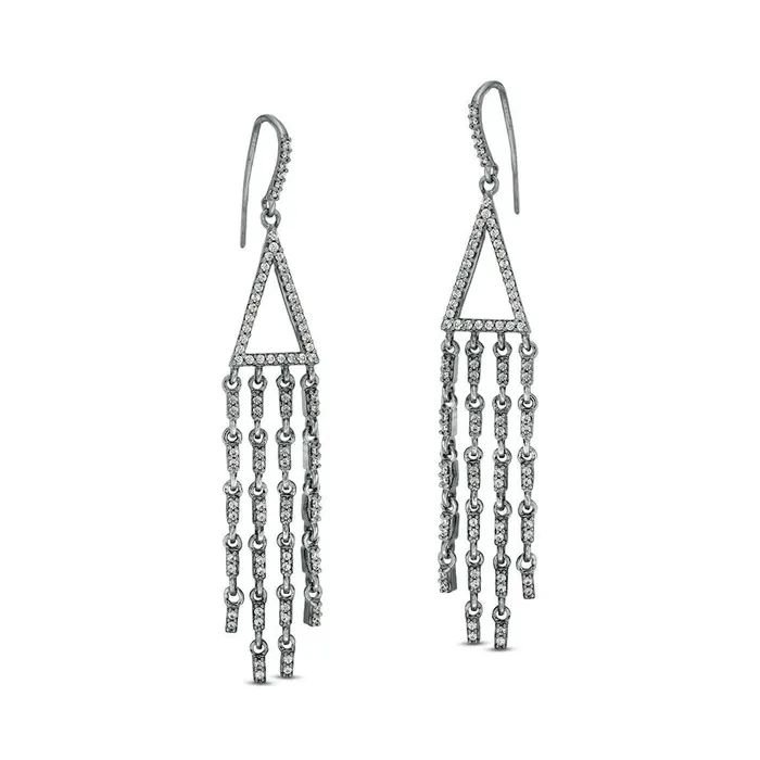 Goldia Earrings 063 CT TW Diamond Triangle Chandelier Drop Earrings in 10K White Gold Goldia Earrings 063 CT TW Diamond Triangle Chandelier Drop Earrings in 10K White Gold