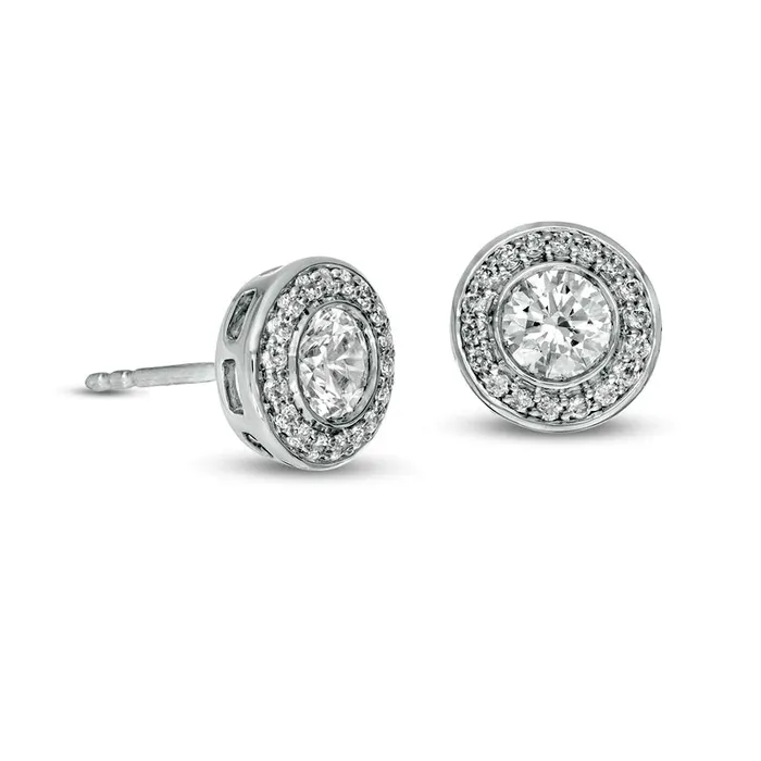 Goldia Earrings 1 CT TW Diamond Frame Stud Earrings in 14K White Gold Goldia Earrings 1 CT TW Diamond Frame Stud Earrings in 14K White Gold