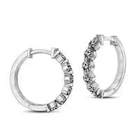 Goldia Earrings 1 CT TW Diamond Hoop Earrings in Sterling Silver