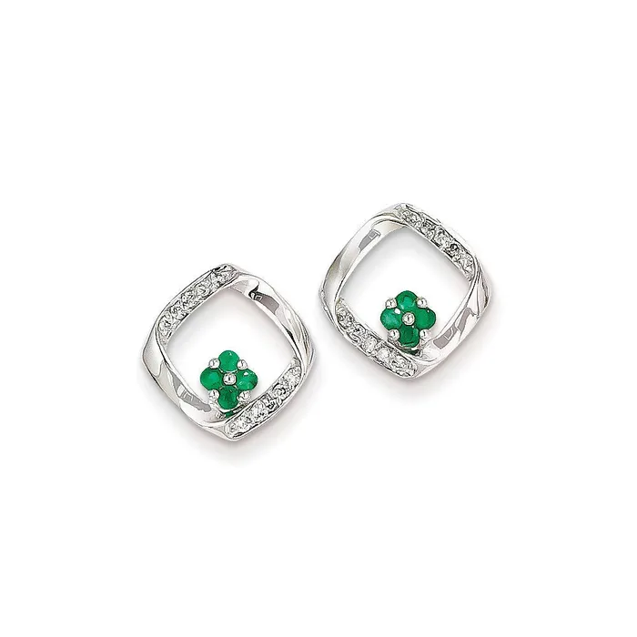 Goldia Earrings 14k White Gold 110ct Real Diamond u0026 Emerald Earrings Goldia Earrings 14k White Gold 110ct Real Diamond u0026 Emerald Earrings