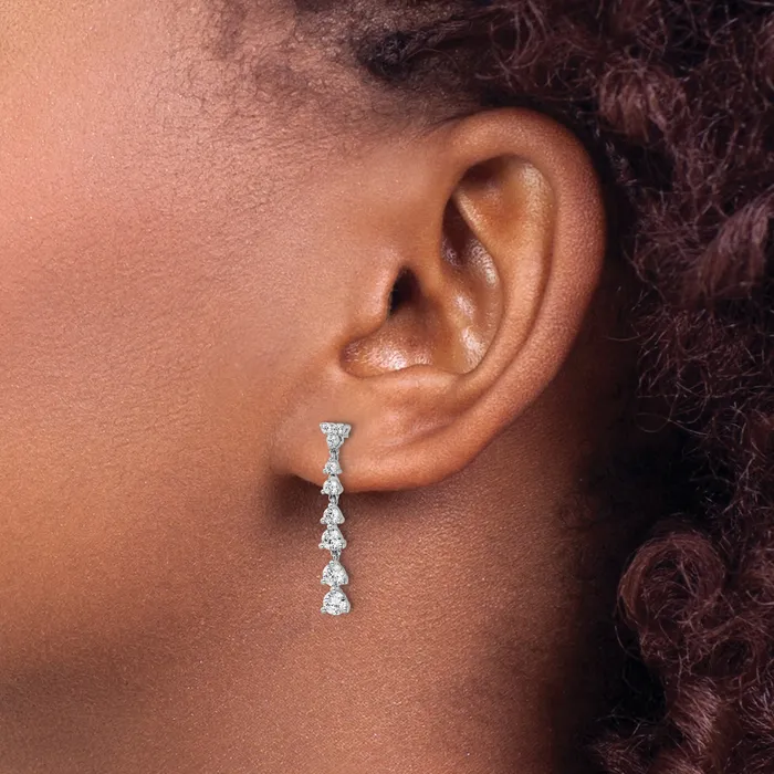 Goldia Earrings 14k White Gold 1 Ct Lab Grown Diamond VSSI G Dangle Post Earrings