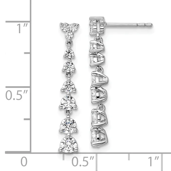 Goldia Earrings 14k White Gold 1 Ct Lab Grown Diamond VSSI G Dangle Post Earrings
