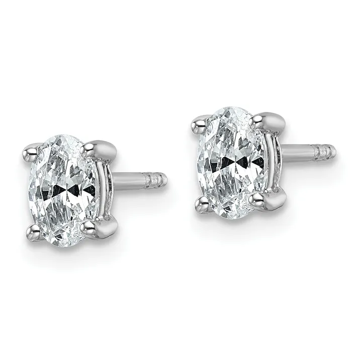 Goldia Earrings 14k White Gold 34 ctw Certified Lab Grown Diamond VSSI G Oval 4 Prong Heavy Wt Stud Earrings