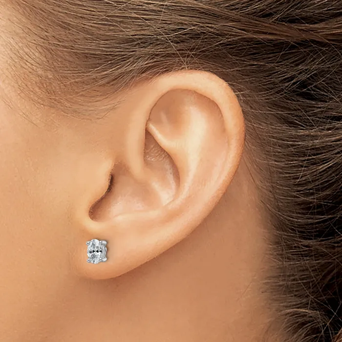 Goldia Earrings 14k White Gold 34 ctw Certified Lab Grown Diamond VSSI G Oval 4 Prong Heavy Wt Stud Earrings