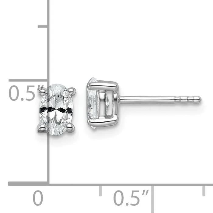 Goldia Earrings 14k White Gold 34 ctw Certified Lab Grown Diamond VSSI G Oval 4 Prong Heavy Wt Stud Earrings