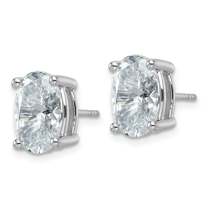 Goldia Earrings 14k White Gold 6 ctw Lab Grown Diamond VSSI G Oval 4 Prong Heavy Wt Stud Earrings