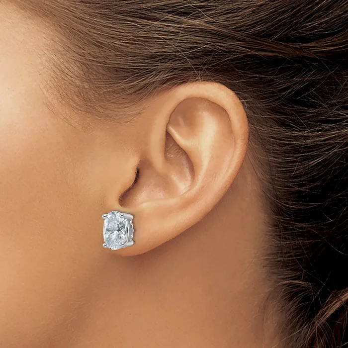 Goldia Earrings 14k White Gold 6 ctw Lab Grown Diamond VSSI G Oval 4 Prong Heavy Wt Stud Earrings